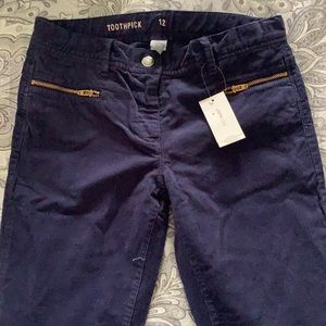 NWT Crewcuts size 12 toothpick navy corduroy pants